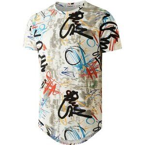 Mens Hip Hop Graphic T Shirt Streetwear Short Sleeve Cotton Print Tee Top